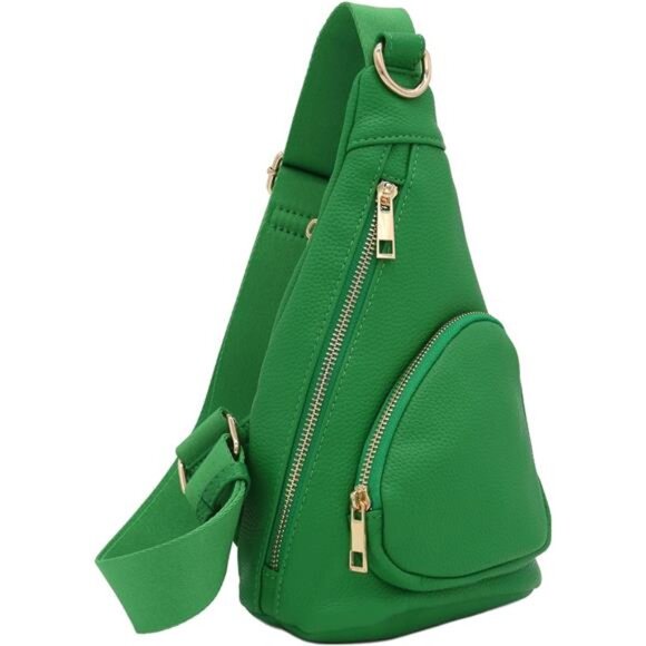 Lightweight Small Triangle Pebbled Soft PU Leather Sling Crossbody Bag - Picture 2 of 6